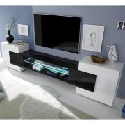 Nevaeh High Gloss TV Stand 2 Doors In White And Black With LED