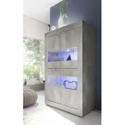 Taylor LED Wooden Display Cabinet In White Pine With 4 Doors