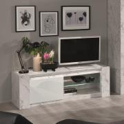 Attoria Wooden TV Stand In White Marble Effect With LED Lights