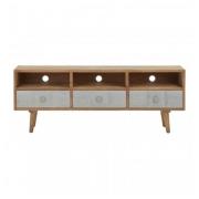 Papeka Wooden TV Stand With 3 Drawers In Natural And Whitewash