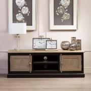 Kensick Wooden TV Stand With 2 Doors In Oak And Black