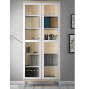 Romtree 2 Doors Display Cabinet In White And Oak