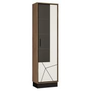 Brecon Right Handed Wooden Display Cabinet In Walnut And White