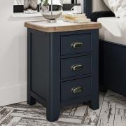 Hants Large Wooden 3 Drawers Bedside Cabinet In Blue