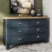 Hants Wooden Chest Of 6 Drawers In Blue