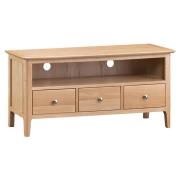 Nassau Wooden 3 Drawers And Shelf TV Stand In Natural Oak