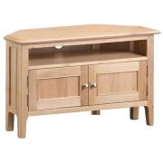 Nassau Corner Wooden 2 Doors And Shelf TV Stand In Natural Oak