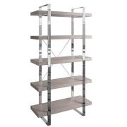 Irvane Large Wooden 5 Shelves Bookcase In Grey Oak