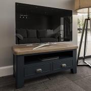 Hants Wooden 2 Drawers And Shelf TV Stand In Blue