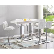 Caprice Large White Gloss Bar Table 6 Candid White Stools