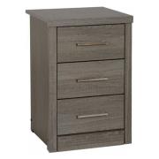 Laggan Wooden Bedside Cabinet With 3 Drawers In Black Wood