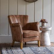 Hickok Upholstered Leather Armchair In Brown