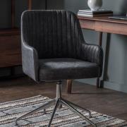 Canyon Swivel Leather Home And Office Chair In Antique Ebony