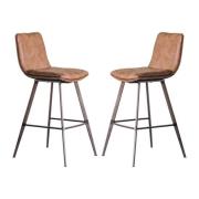 Palmar Brown Faux Leather Bar Stools With Metal Legs In A Pair