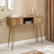 Ormskirk Console Table In Mango Wood Effect With 2 Drawers