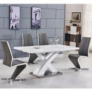 Axara Small Extending White Dining Table 4 Gia Grey White Chairs