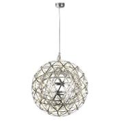 Galaxy LED Metal Big Ball Pendant Light In Chrome