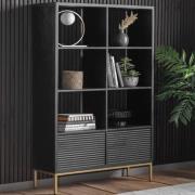 Pauls Mango Wood Open Display Unit With 2 Doors In Black