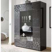 Ardent High Gloss Display Cabinet With 2 Doors In Grey