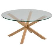 Hyeres Clear Glass Dining Table Round With Oak Legs