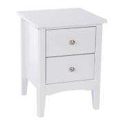 Kamuy Wooden Wide Bedside Cabinet With 2 Drawers In White