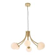 Bloom 6 Lights Opal Glass Ceiling Pendant Light In Satin Brass