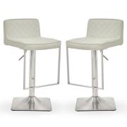 Baino White Leather Bar Chairs With Chrome Footrest In A Pair