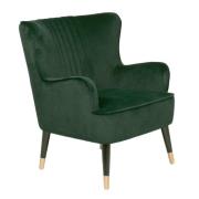 Juke Velvet Accent Chair With Black Wooden Legs In Green