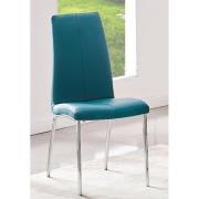 Opal Faux Leather Dining Chair In Teal With Chrome Legs