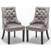 Carrboro Round Knocker Light Grey Velvet Dining Chair In Pair