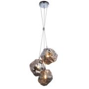 Rock 3 Lights Chrome Glass Shade Pendant Light In Chrome