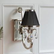 Oksana Single Wall Light In Nickel With Black Shade