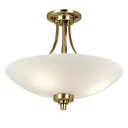 Welles 3 Lights White Glass Ceiling Light In Antique Brass