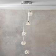 Talia 5 Lights Clear Crystal Ceiling Pendant Light In Chrome