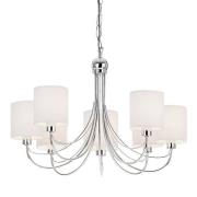 Phantom 7 Lights White Fabric Pendant Light In Chrome