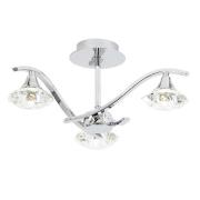 Langella 3 Lights Crystal Semi Flush Ceiling Light In Chrome