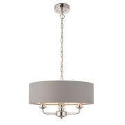 Highclere 3 Light Charcoal Shade Pendant Light In Bright Nickel