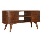 Wooden Wave TV Stand In Chestnut With 4 Drawers