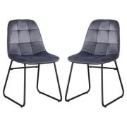 Lyster Grey Velvet Dining Chairs In A Pair