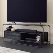 Manawa Black Glass TV Stand With Misted Elm Frame