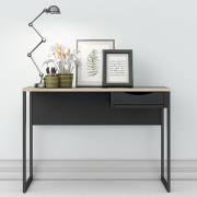 Frosk Wooden Computer Desk In Black With Oak Trim