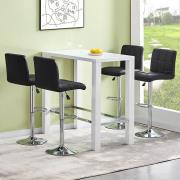 Jam Rectangular Glass White Bar Table 4 Coco Black Stools