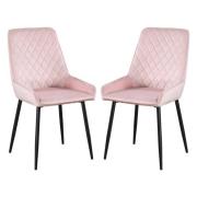 Avah Baby Pink Velvet Dining Chairs In Pair