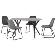 Alsip Concrete Effect Dining Table With 4 Lyster Grey Chairs