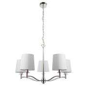 Ortona 5 Lights White Shades Pendant Light In Bright Nickel