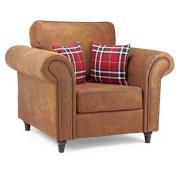 Orton Faux Leather Armchair In Tan