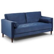 Herbart Plush Velvet 3 Seater Sofa In Blue