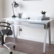 Rubery White Glass Top Laptop Desk With White Frame