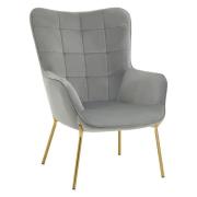 Porrima Velvet Upholstered Armchair In Grey