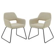 Porrima Natural Fabric Dining Chairs With Black Base In A Pair